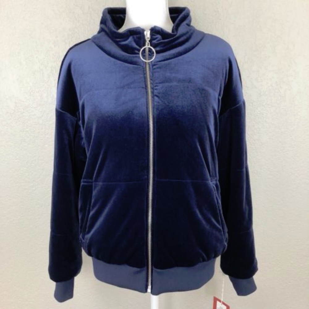 Mossimo Velvet Puffer Jacket Navy Blue Coat Warm